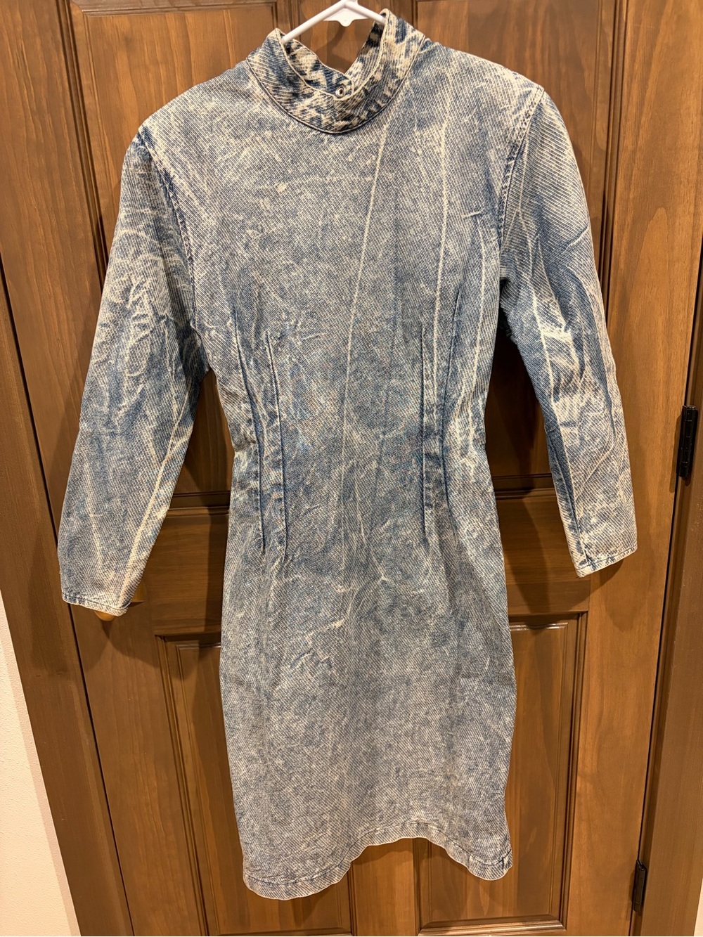 Vintage Acid-Wash Long Sleeve Dress